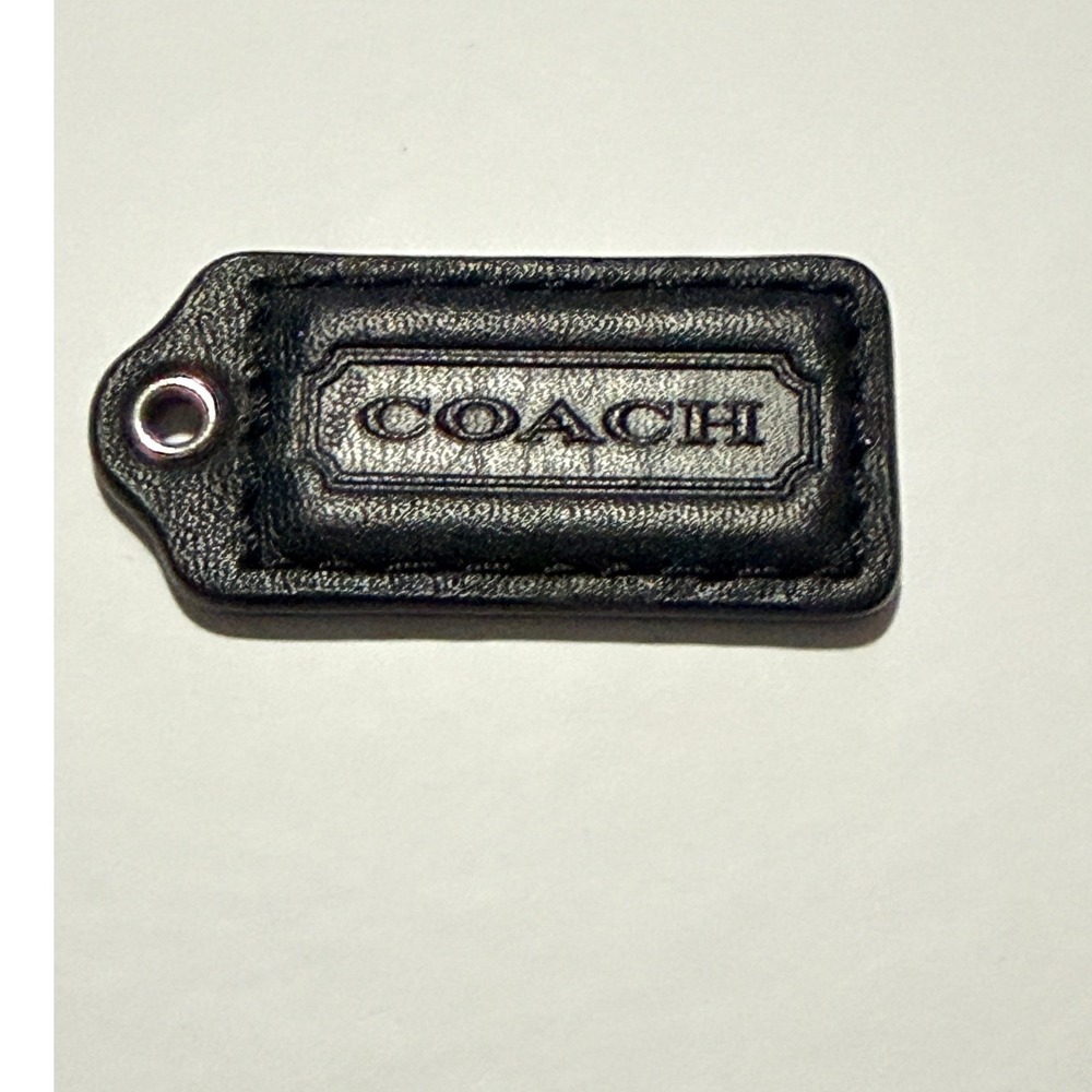 Coach Bag Hangtag Black Leather Replacement Embossed Logo Accessory